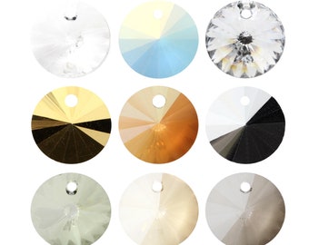 PRECIOSA Crystals 433 61 306 Rivoli Round Pendants Crystals - Genuine - 10mm, 14mm Sizes - Crystal Effect Colors - Center Drilled Pendants