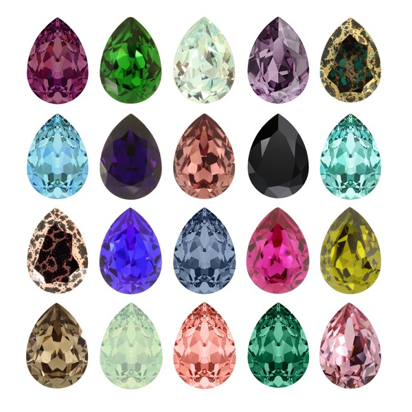 PRIMERO Crystals 4320 Pear - Highest Quality Fancy Stones - Made in Austria - Various Crystal Colors - Pointed Back Fancy Stones Crystals