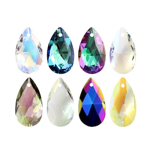 Colgantes de cristal AUREA Crystals A6106 en forma de pera - Varios colores de cristal - Colgantes con perforación central - Cristal popular en forma de pera - Fabricación de joyas