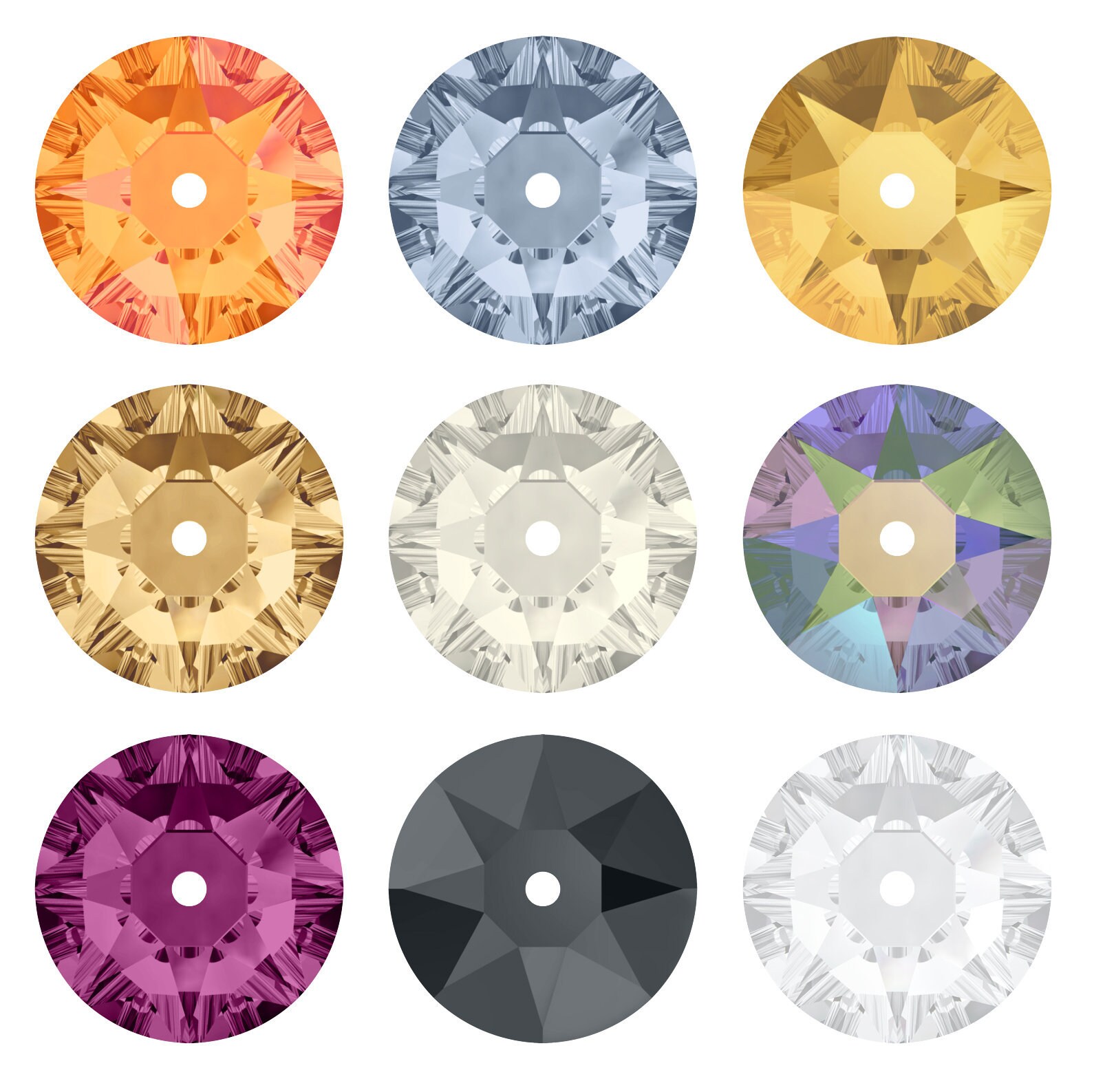 Swarovski Crystal 3188 XIRIUS Lochrose Round Sew-On Stones Crystals -…