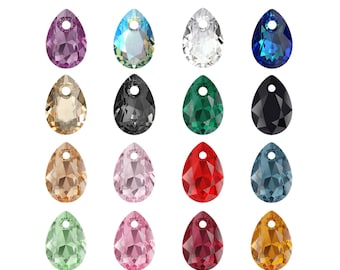 6433 Pear Cut Primero Crystals Pendants - Swarovski Alternative - Center Drilled Pear Shape Crystal Pendants - for Jewelry Making