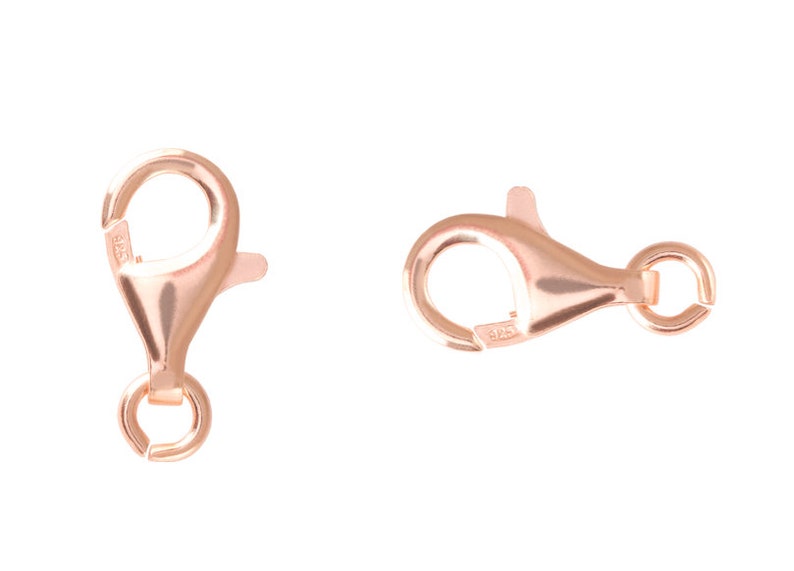 925 Silver Clasps with Open Jump Ring Various sizes with different platings Jewelry Making Findings Rose gold plated