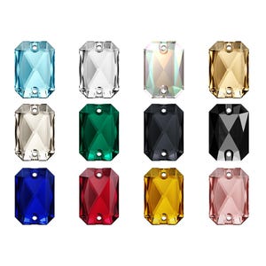 3252 Emerald Cut Primero Crystals Sew-On Rhinestones - Swarovski Alternative - Flat Back Sew-On Crystals with 2 Holes - Crystals For Sewing