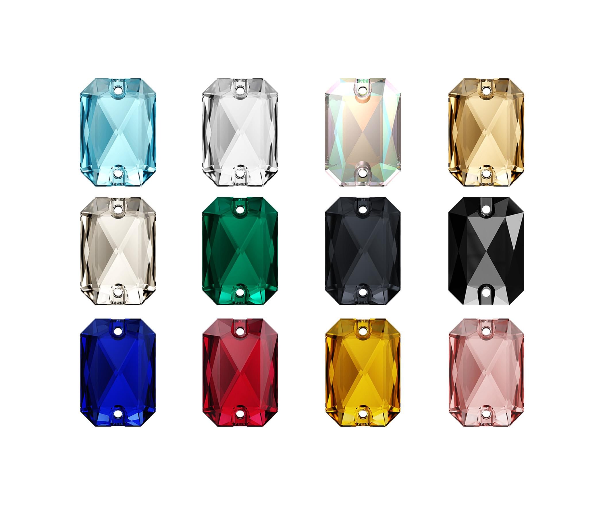 3252 Emerald Cut Primero Crystals Sew-On Rhinestones - Swarovski Alternative - Flat Back Sew-On Crystals with 2 Holes - Crystals For Sewing