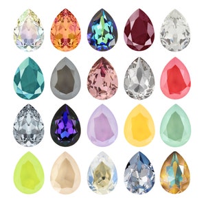 PRIMERO Crystals 4320 Pear - Highest Quality Fancy Stones - Made in Austria - Various Crystal Effects - Pointed Back Fancy Stones Crystals