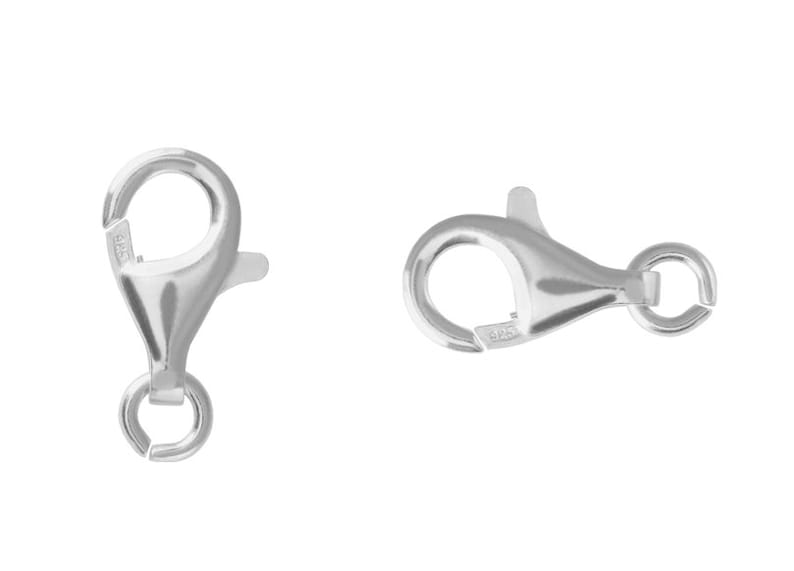 925 Silver Clasps with Open Jump Ring Various sizes with different platings Jewelry Making Findings Rhodium plated
