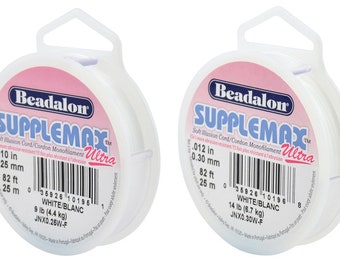 Beadalon® SuppleMax™ Ultra Nylon Soft Illusion Cord - Available in White color - Diameters 0.25mm or 0.30mm - Pack includes 25m/82ft