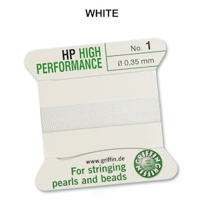 Griffin High Performance Bead Cord with Needle - White (2m/6.5ft) 01 - .014in - 0.35mm