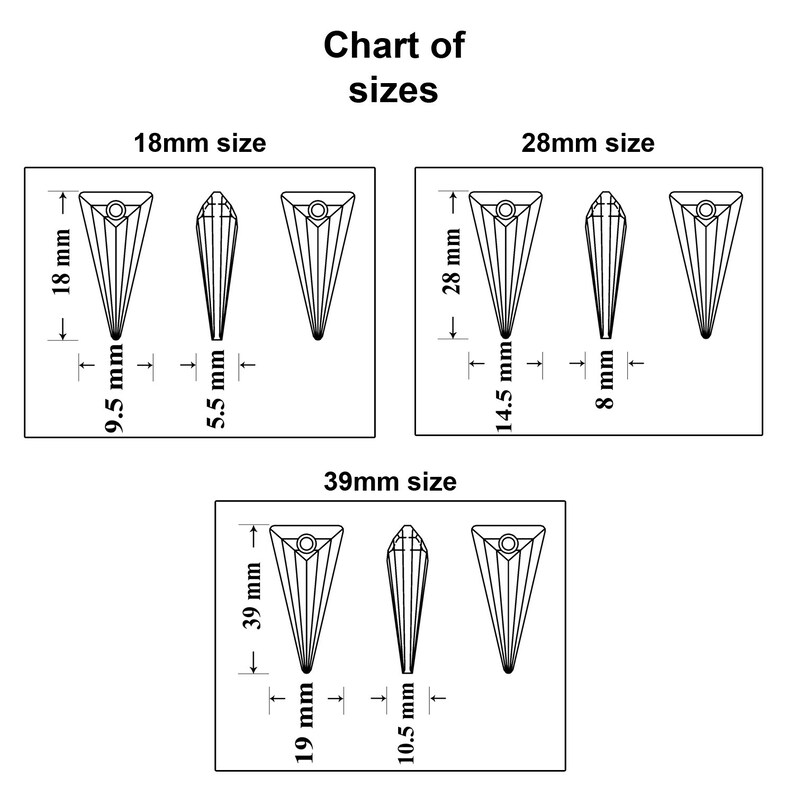 PRIMERO Crystals 6480 Spike Pendenti in cristallo di altissima qualità Prodotto in Austria Pendenti a punta con foro centrale per la creazione di gioielli immagine 2