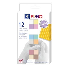 FIMO® Soft Oven Hardening Polymer Soft Modelling Clay Set - Pastel Colors Pack - 12 Popular Pastel Colors - 12 Half Blocks each 25g