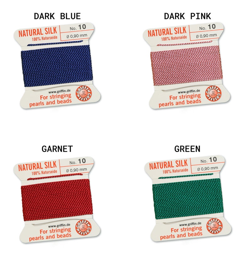 Cordon Griffin® 100 % soie naturelle avec fil perlé avec 1 aiguille Le paquet comprend 2 m Disponible dans de nombreuses couleurs et différentes tailles image 5