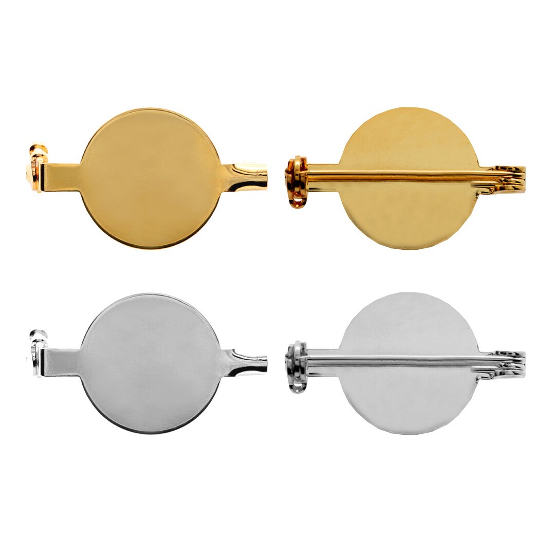 Iron Metal Safety Brooch Pin Back Bases - Flat Back for Gluing Crystals ...