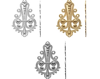 Iron Filigree Plate: Gold, Silver, or Rhodium Jewelry Findings