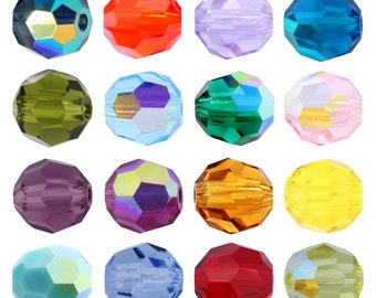 PRECIOSA Crystals 451 19 602 Round Simple Crystal Beads - Fully Drilled Faceted Beads - Genuine - Various Sizes, Plain Colors and AB Effects