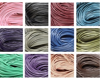 Cordon En Cuir Véritable - 5 Mètres De Fil Rond Beige 1mm - Pour Création, Artisanat