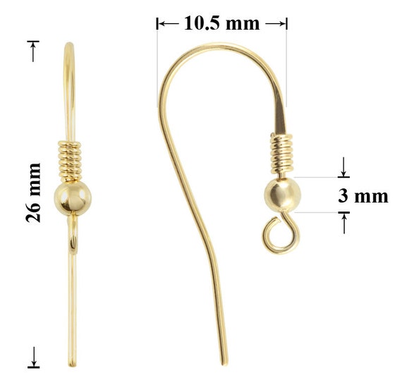 925 Silver Fish Hook Earrings Ear Wires French Hooks 26mm Size 1