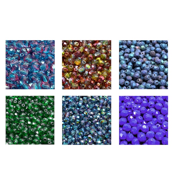 Rutkovsky 151-19001 Round Faceted Fire Polished Glass Beads - Sizes from 2mm to 8mm - Bead Packs in Grams - Czech Glass - More New Colors