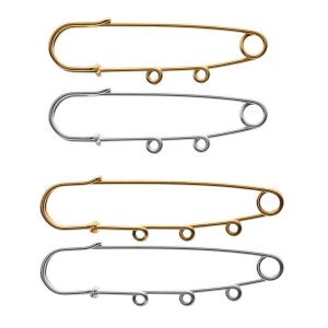 Iron Metal Safety Brooch Pins Backs - Brooch Base - 68mm, 78mm Sizes - Gold, Silver Plating - Pack includes 1 pc - Jewelry making findings