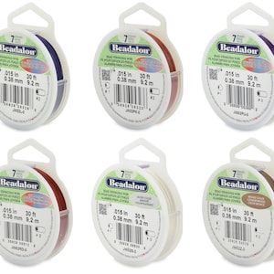 Beadalon® Stainless Steel Stringing Wire 7 Strands Nylon coated for beading designs - Available in popular colors and different diameters