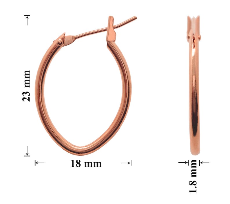 Rose Gold 23x18mm Size Brass Metal Safety Oval Hoops Earrings Gold 1 pair Jewelry Making Findings Rhodium color Silver plated