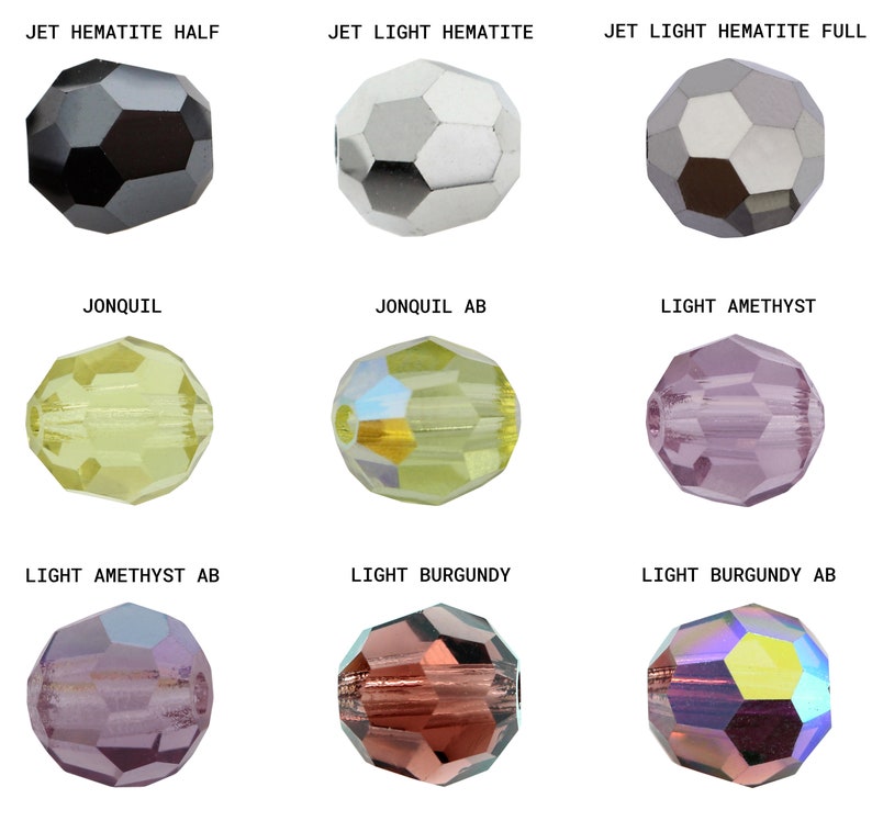 PRECIOSA Crystals 451 19 602 ronde eenvoudige kristalkralen volledig geboorde facetkralen echt verschillende maten, effen kleuren en AB-effecten afbeelding 6