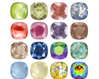 4470 Cushion Square Primero Crystals Fancy Stones - Swarovski Alternative - Crystal Colors - for Jewelry Making, Stone setting, Gluing