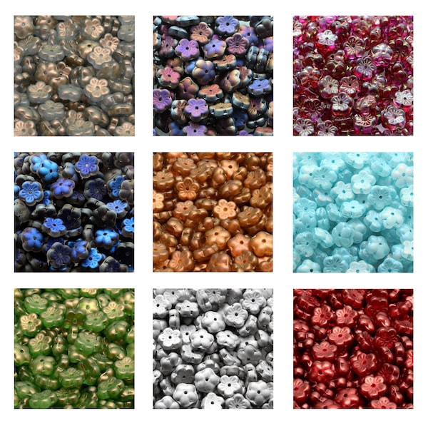 Rutkovsky 111-00086 Cherry Flower Pressed Glass Beads - 8mm Size - 10g Pack Approx 30 Beads - Czech Glass Beads - 1mm Hole - Many Colors