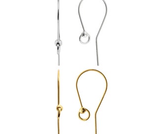 Ganci per orecchini a forma di pesce in argento sterling con anello - 27x2,5 mm (1 paio)