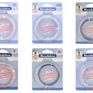 Beadalon® Schmuckdraht aus Kupfer und Messing, Runde Form - Viele Farben erhältlich - 14, 16, 18, 20, 22, 24, 26 Gauges
