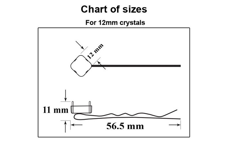 Base de pasador de pelo de metal de latón Para piedras elegantes de forma cuadrada 12 mm Chapado en oro, Color plateado 1 pieza Joyería para el cabello Cristales de incrustación imagen 2