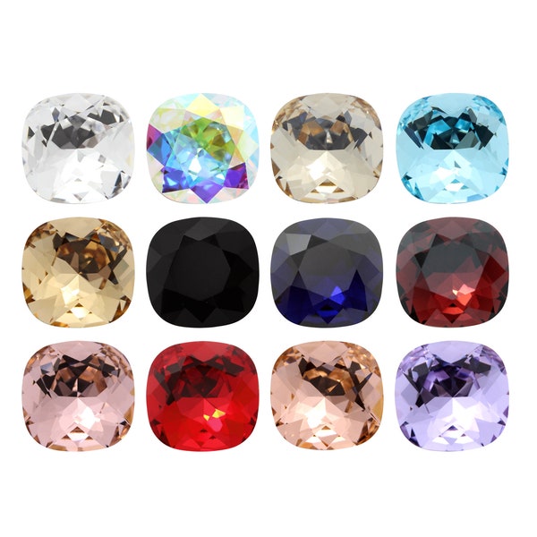 PRECIOSA Crystals 435 36 132 Cushion Square MAXIMA Fancy Stones Crystals - Genuine - Crystal Effects & Plain Colors - Pointed Back Crystals