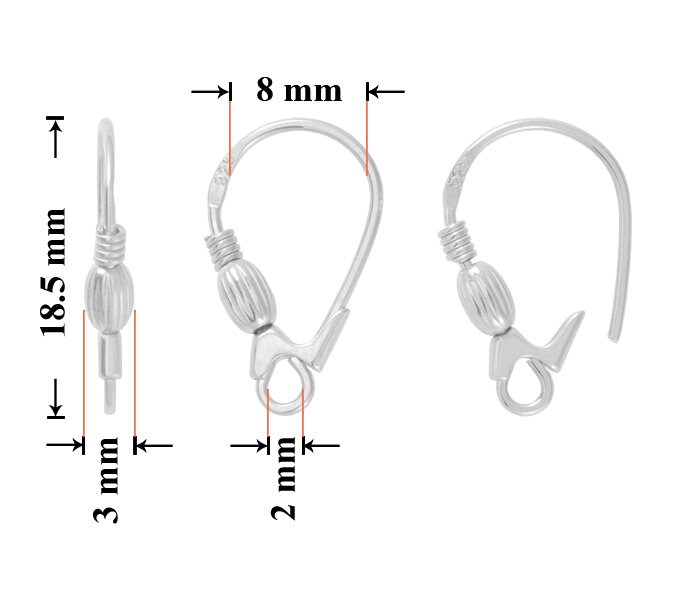 Monachella in Argento 925 semplice - 1.8 cm - 2 pz. - Elementi per Orecchini - Componenti