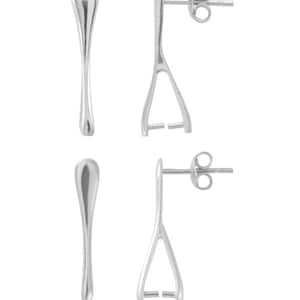 Hallazgos de aretes con postes de plata 925, 22 mm de longitud, 1 par Diferentes revestimientos con fianza de pellizco Adjuntar cristales Hallazgos para hacer joyas No extra plating