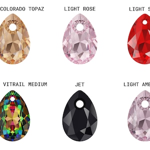 PRIMERO Crystals 6433 Pear Cut Highest Quality Crystal Pendants Made in Austria Center Drilled Pear Pendants for Jewelry Making image 6
