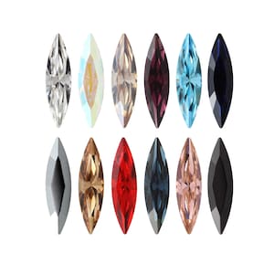 Preciosa Slim Navette Fancy Stones - Genuine Preciosa Crystals - for Jewelry Making, Stone Setting, Gluing - Popular Slim Navette Shape