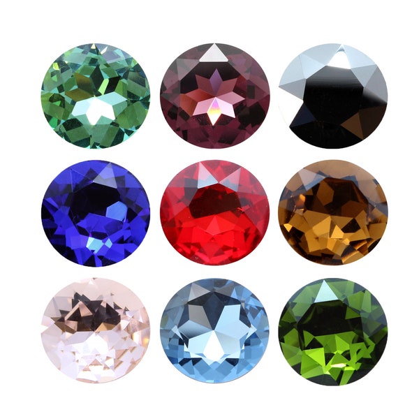 AUREA Crystals A1201 Fancy Chaton - Round Stones Crystals - Simple Crystal Colors - Pointed Back Round Crystal Stone - Large Sizes Chaton