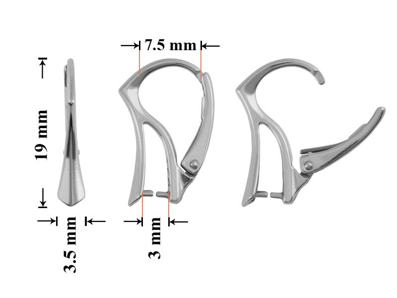 Ganci Per Orecchini A Leva In Argento Sterling 925 15x2 Mm - Foto 9