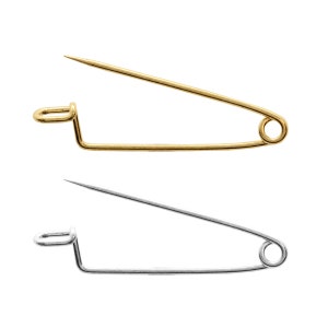 Spille di sicurezza in ottone con retro - Base per spilla - Misure 25 mm, 34 mm - Placcatura in oro e argento - La confezione include 4 pezzi - Trovare per la creazione di gioielli