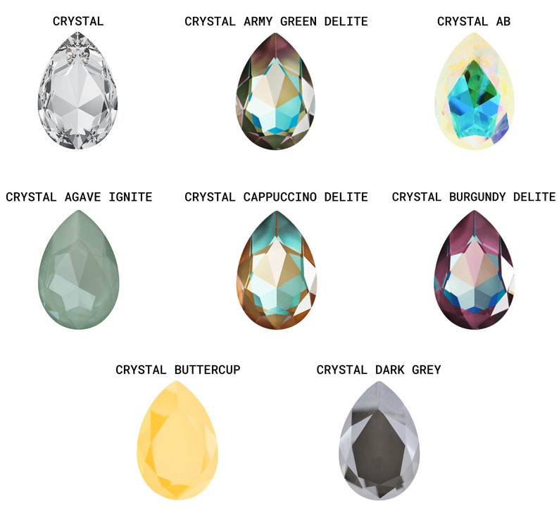 PRIMERO Crystals 4327 Pera Piedras de fantasía de la más alta calidad Fabricado en Austria Varios efectos de cristal Cristales de piedras de fantasía con parte trasera puntiaguda imagen 4