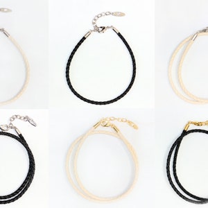 Primero 80010 BeCharmed & Pavé Leather Bracelet with clasp - Genuine - Beige or Black colors - Different lengths - for BeCharmed beads