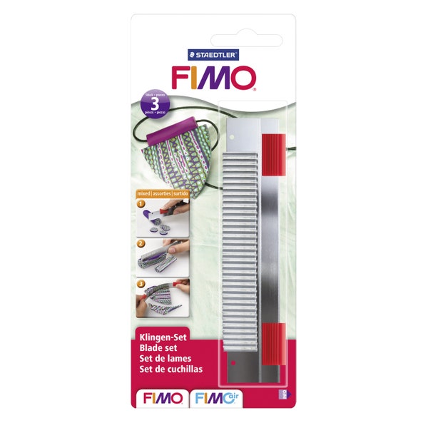 Ensemble de lames mixtes en FIMO® - Ensemble de 3 couteaux avec lames tranchantes - Acier inoxydable - Convient pour une utilisation avec de la pâte à modeler FIMO