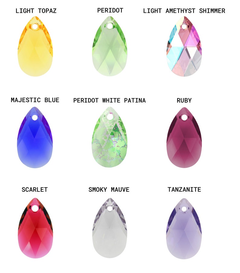 Swarovski Crystal Amethyst Shimmer Pear 6106 Pendant; 16mm or 22mm; February