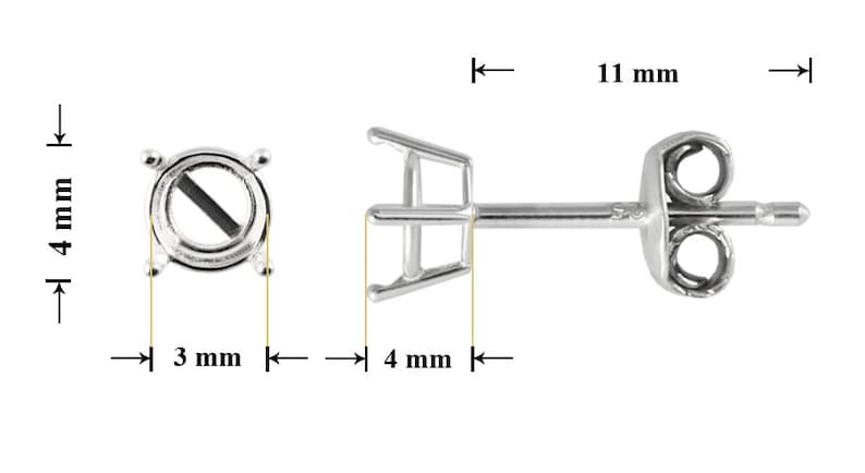 Örhängen i 925 sterlingsilver med stift: Chatonkristallinfattningar 4mm