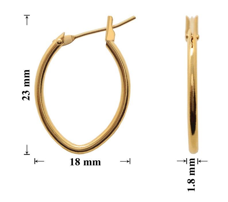 Rose Gold 23x18mm Size Brass Metal Safety Oval Hoops Earrings Gold 1 pair Jewelry Making Findings Rhodium color Silver plated