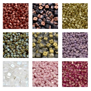 Rutkovsky 111-59007 Cube Pressed Glass Beads - 4mm in 10g Pack (110 Beads), 5mm in 20g Pack (45 Beads) - Czech Glass Beads - 1mm Hole
