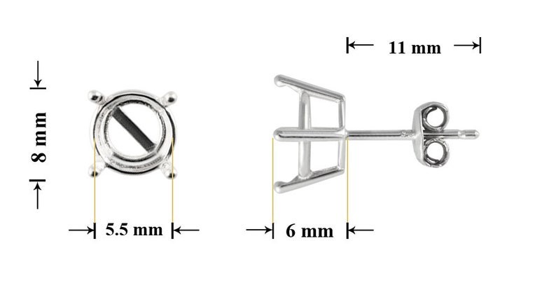 Örhängen i 925 sterlingsilver med stift: Chatonkristallinfattningar 8mm