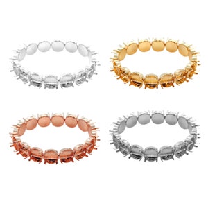 Brass Elastic Bracelet Bases - 17cm or 19cm - For Embedding Rivoli Shape Crystals 12mm Round Stones - Jewelry Making Blanks