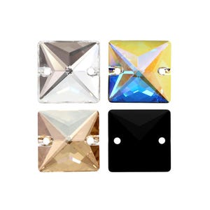 3240 Square Primero Crystals Sew-On Rhinestones - Swarovski Alternative - Flat Back Sew-On Crystals with 2 Holes - Crystals For Sewing