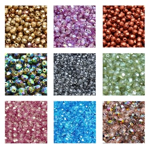 Rutkovsky 151-19001 Round Faceted Fire Polished Glass Beads - Sizes from 2mm to 8mm - Bead Packs in Grams - Czech Glass Beads - Many Colors