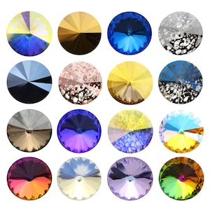 A1122 Rivoli Round Stones Aurea Crystals - Pointed Back Round Crystal Stones - Popular Rivoli Shape Crystals - Various Crystal Colors